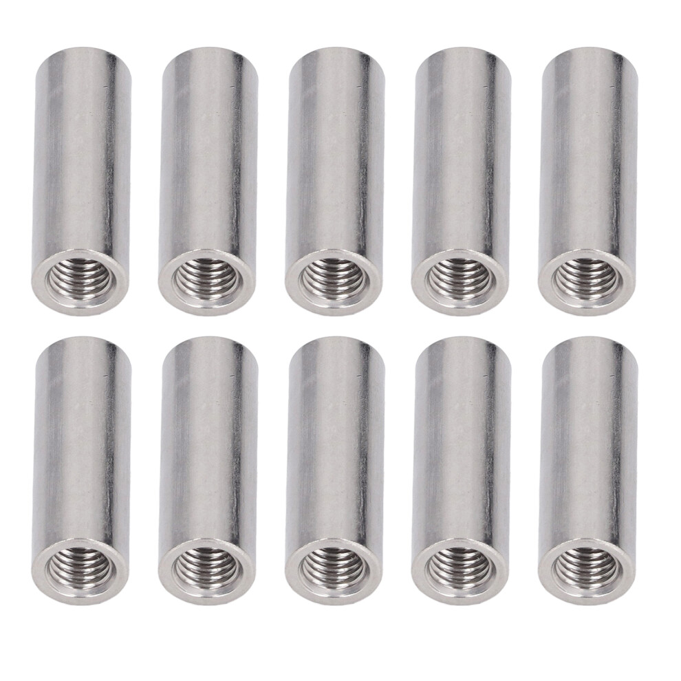 10Pcs M8x1.25 Stainless Steel Coupling Nut 35Mm Round Rod Connectors 6951380910875