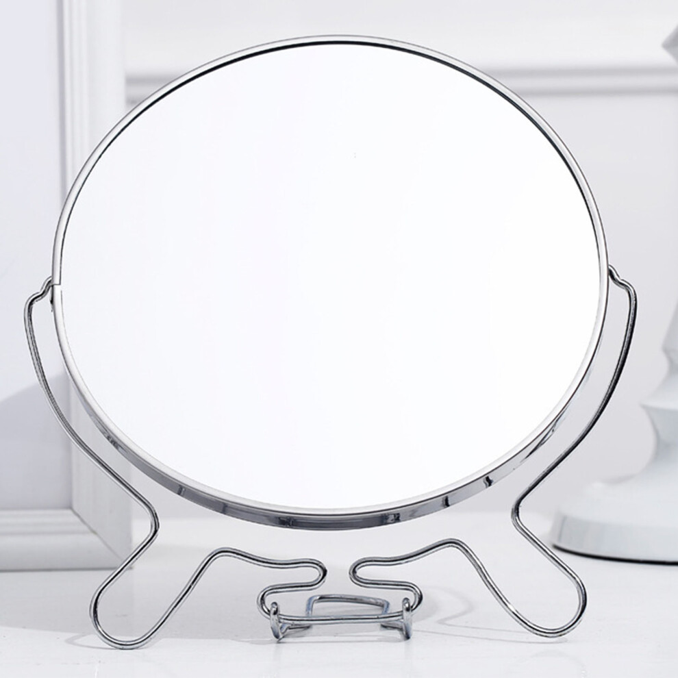 6-Inch Double-Sided Metal Tabletop Makeup Mirror, Rotatable & Portable