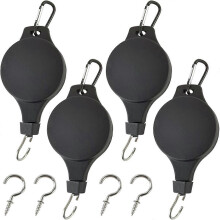 4 plant rollers, plant hook roller with 4 ceiling hooks compatible with hanging plants, telescopic plant hook
