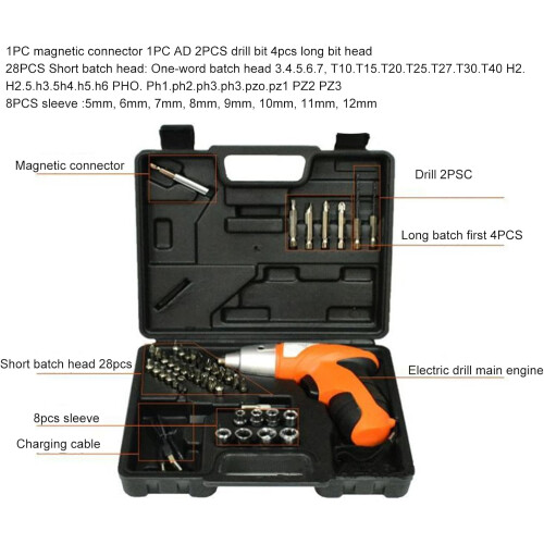 Rechargeable Cordless Drill Set with Drill Bits Electric Screwdriver Driver Tool 45in1 Screwdriver Set with LED Light 2