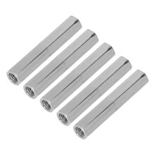 Set of 5 M8x1.25 75mm Stainless Steel Hex Coupling Nuts for Bolts and Studs