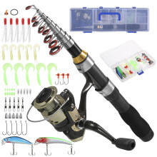 Telescopic Fishing Rod & Spinning Reel Combo Kit with Tackle Box, Lures & Accessories