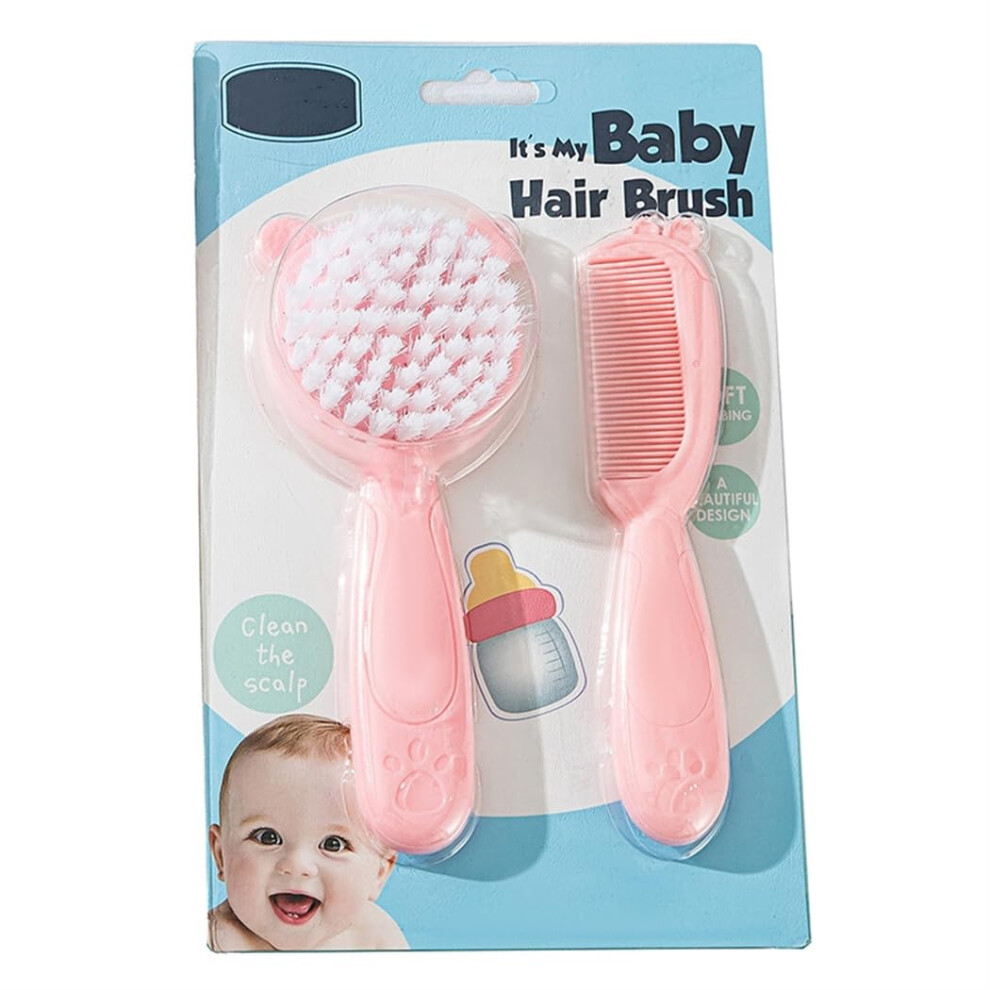 2PCS Baby Hair Brush, Soft Bristles Baby Comb for Newborns, Toddlers, Kids 1 (Pink)