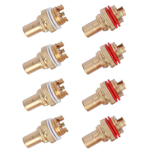 8 pieces Red+White RCA socket chassis High quality RCA CMC socket Phono copper plug Amp