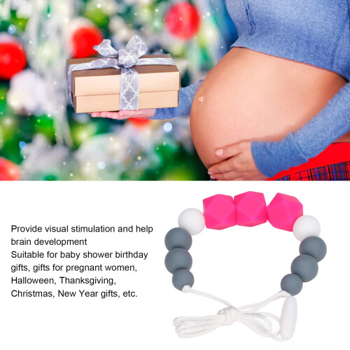 Collier de dentition sensoriel en rose rouge - Silicone de dureté moyenne 2