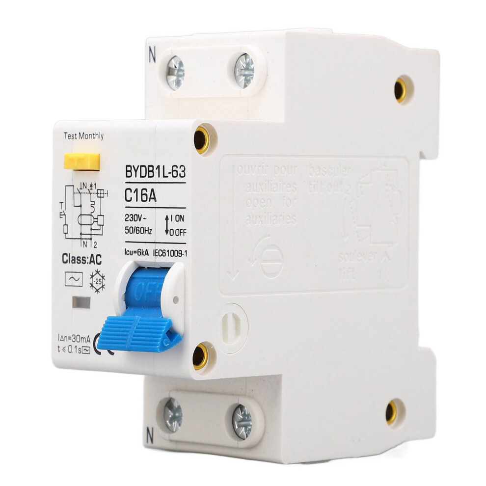 16A 1P+N Ac Residual Current Earth Leakage Circuit Breaker Din Rail 9451380918309