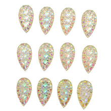 12 Pz Strass Da Cucire in Vetro Chiaro AB – 3x1,5cm per Abbigliamento e Lavoretti