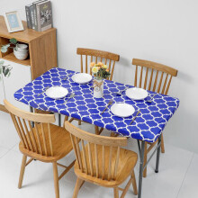 Rectangle Table Cover with Elastic Edges, Waterproof PVC Fitted Tablecloth for 6 Foot Tables, Wipe Clean Vinyl Protector with Non-Slip Design for