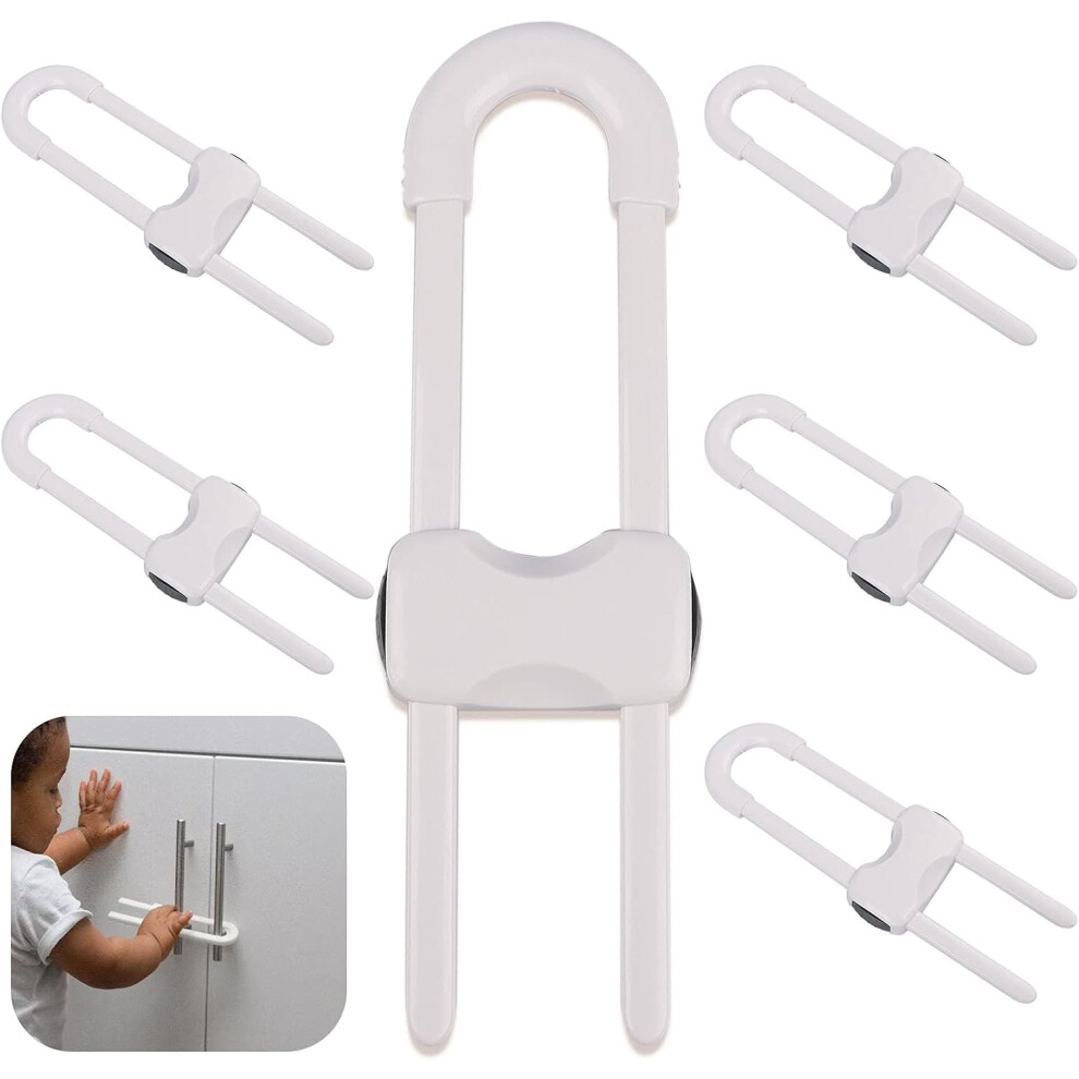 Cabinet Child Safety Locks, Safety Design For Childproof U-Shaped Baby Safety Lock, Easy Adult Access Tough For Kids With Quick Hassle-Free