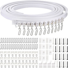 Sistema de trilho para cortina de parede ou teto, trilho flexível e dobrável para cortinas de chuveiro, alta capacidade de carga de 5m, branco,