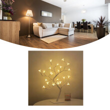 LED Tischbonsaidreizlampe USB Nachtlicht Weiß 24 Lichter Sakura