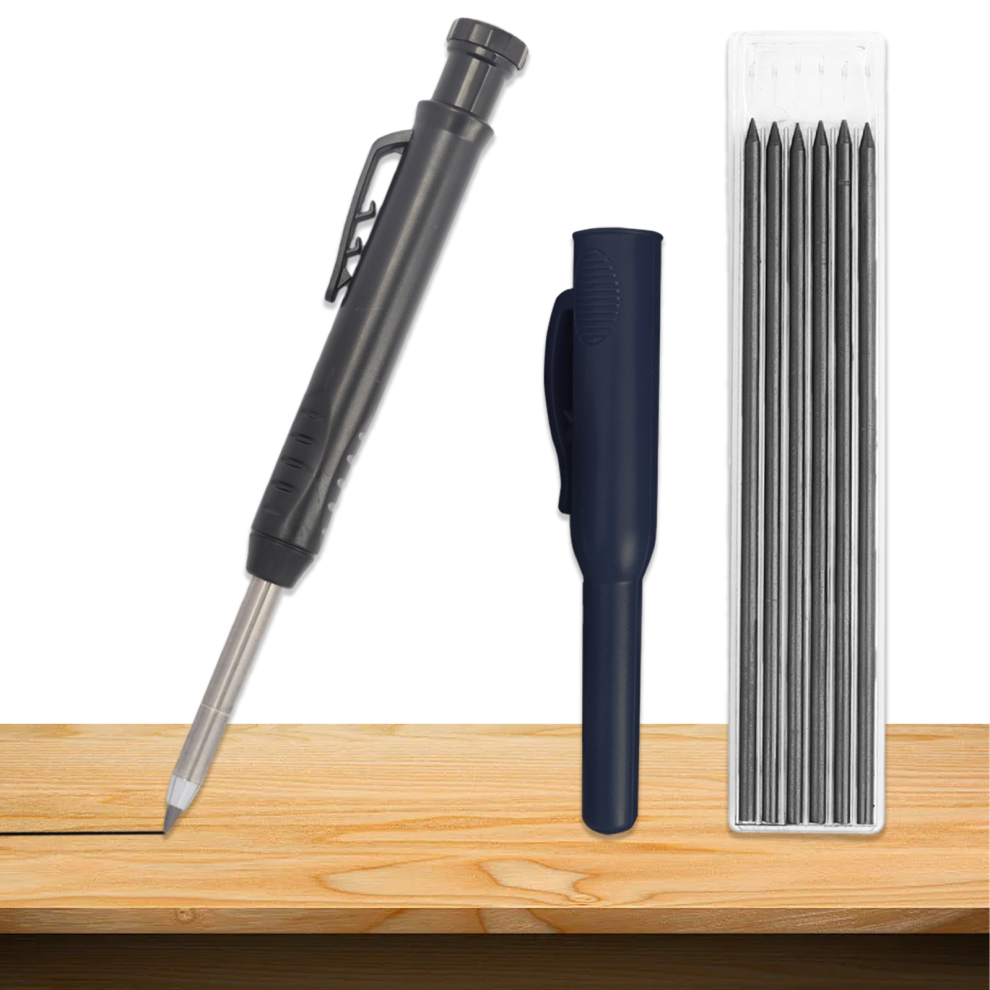 Mechanical Deep Hole Carpenter Pencil, Efficient Design with Built-in Sharpener, Wide Applications for Construction, Automotive, Woodworking, 6pcs