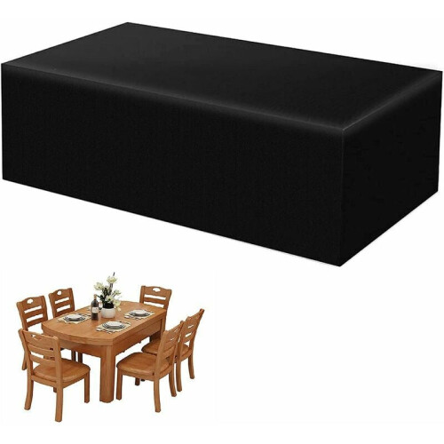 Protège-table d'extérieur, en Oxford noir résistant et imperméable, construction robuste pour une utilisation durable, ourlet élastique