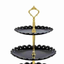 3-Tier Black Plastic Dessert Tray Stand, 28x28cm Wedding & Party Decor