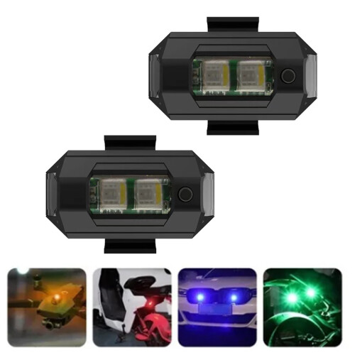 2PCS USB LED Motorcycle Strobe Lights, 3.7V 90mAh, Bright & Lightweight 2