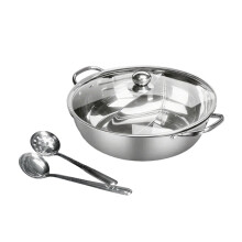 Durability Compartment Stainless Steel Hot Pot With Lid-28cm
