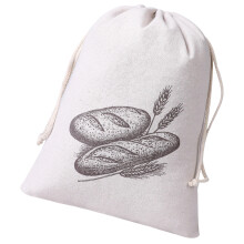 Cotton Bread Storage Bag TPU Lined Interior and Drawstring-B