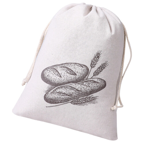 Cotton Bread Storage Bag TPU Lined Interior and Drawstring-B