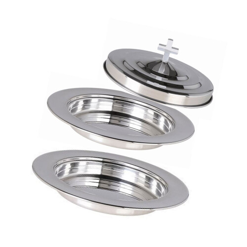 Space Saving Stackable Communion Tray And-2 trays with caps