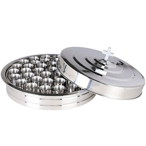 Space Saving Stackable Communion Tray And-2 trays with caps 2