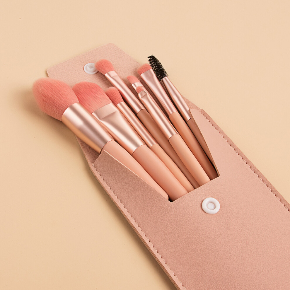 Pink 8Pcs Makeup Brush Set With Storage Bag - Professional Eye Shadow Cosmetic Brushes