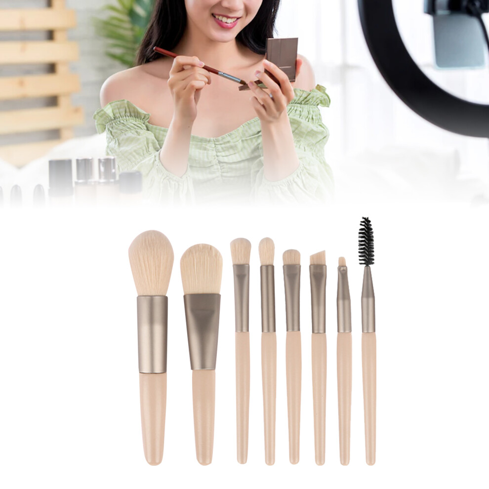 8Pcs Makeup Brush Set with Storage Bag - Portable Professional Eye Shadow Brushes for Women Yellow