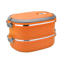 Rectangular Stainles Steel Lunch Container with-2 Orange
