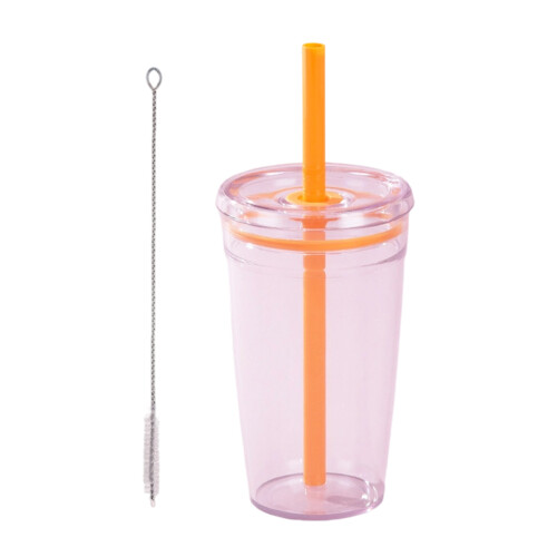 Smooth Plan Protan Recyclable Cup With Toss Top Straw-Orange