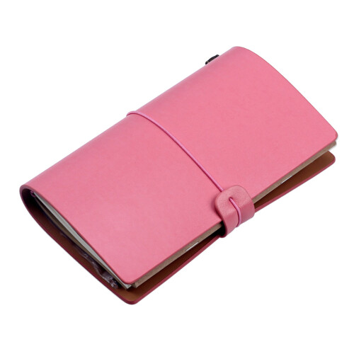 Carnet A6 en cuir rechargeable adapté à la journalisation-Rose