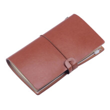 Carnet de voyage fin et minimaliste en simili cuir,-marron clair