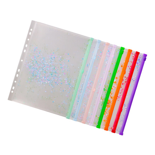 Pochettes pour documents transparentes scintillantes, avec-A4.