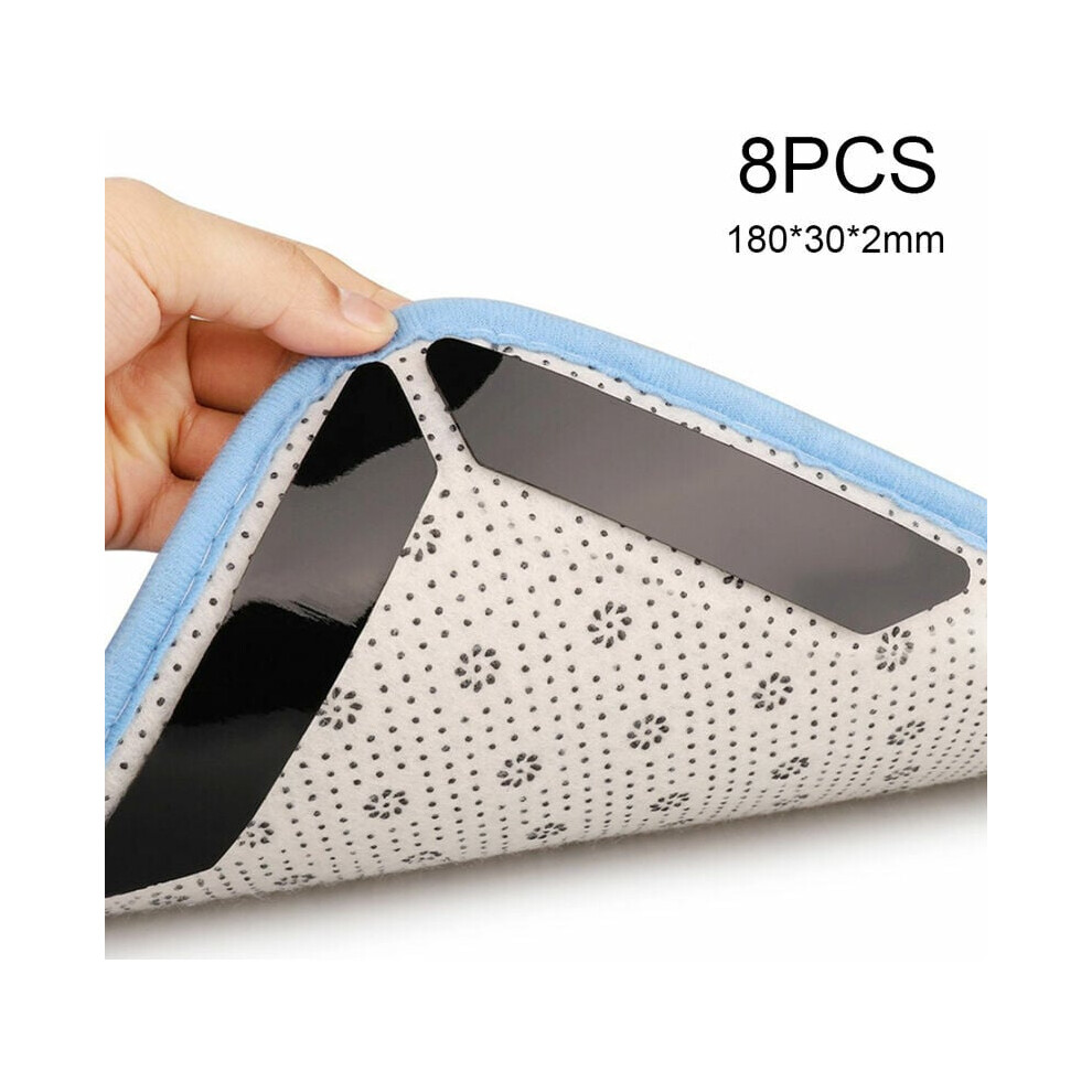 Non Slip Rug Grippers for Hardwood Floors, Reusable Anti Curling Mat Holders with Washable Adhesive for Carpets, Floor Mats, Dance Mats (180x30x2mm)