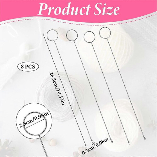 8-piece sewing loop turner, hook loop turner, sewing tool, needles, hooks with bar, crochet sewing materials 2