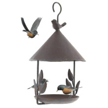 Bain et mangeoire à oiseaux pour terrasse, style vintage pour une touche romantique en extérieur, robuste et grande capacité de graines,