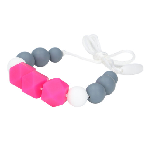 Collier de dentition sensoriel en rose rouge - Silicone de dureté moyenne 1