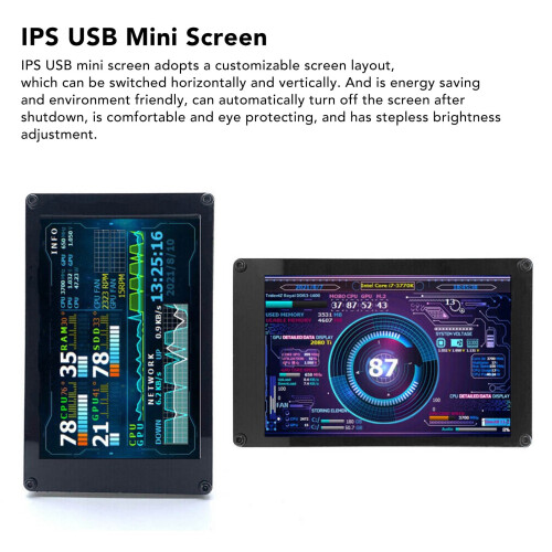 Compact 3.5 Inch IPS USB Data Panel with CPU GPU RAM Temp Display for PC Setup 2