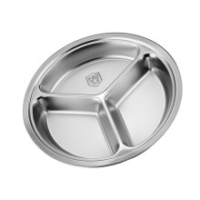 Round Divided Dish With 3 Food Sections Stainless Steel-26