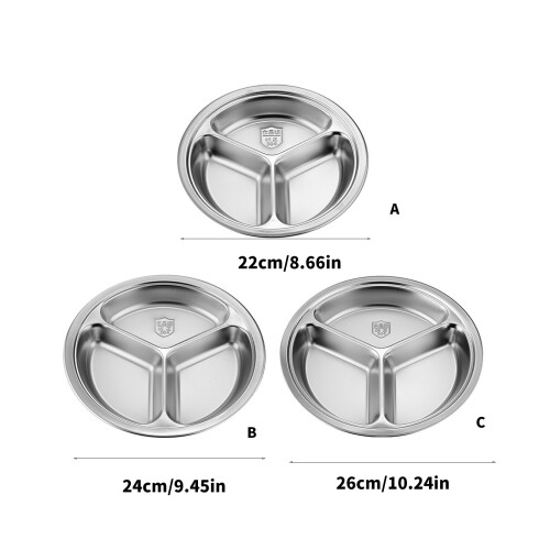 Plateau de service circulaire à 3 sections, assiette ronde-22 2
