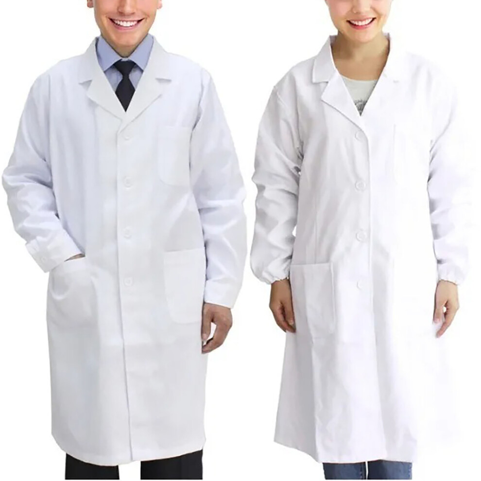 Grembiule Da Laboratorio Unisex Xl Bianco Con Tasca E Polsini Elasticizzati In Cotone-image