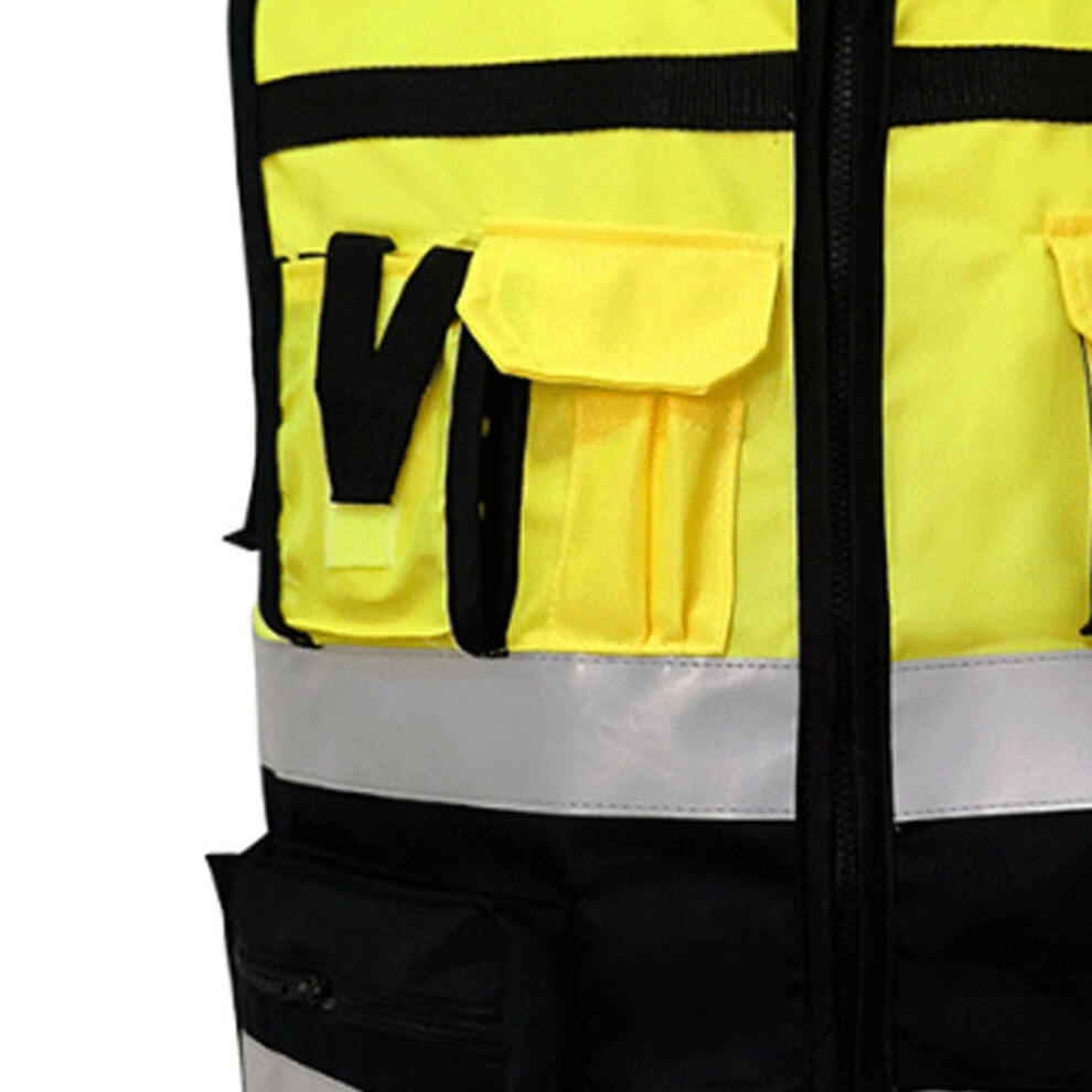 High Visibility Reflective Safety Vest Yellow Black Xxl With Pockets 4931372010792