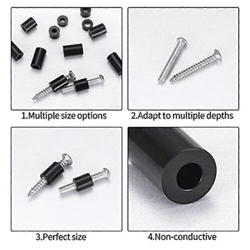 320 pieces electrical socket screw spacers, black nylon round spacer assortment, plastic spacers W 2
