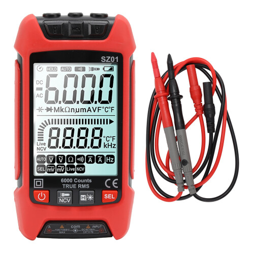High Precision Digital Multimeter Kit with Large Screen, Auto Fire Prevention, Red 1