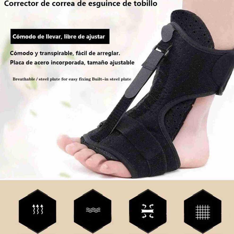 Adjustable Foot Drop Brace for Plantar Fasciitis Black 37x23x32cm