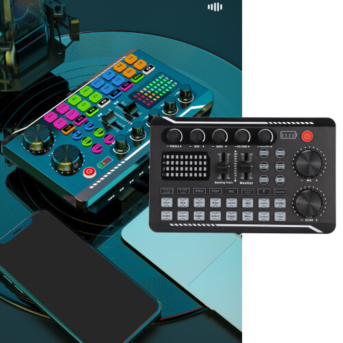 Karaoke Tiktok YouTube Live Streaming Mixer, Multi-Function Podcast Audio Interface, Magic Sound Changes, And Electro Mode