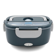 Elektrische Lunchbox mit Oxford-Stofftasche und Gabellöffel aus Edelstahl Grey