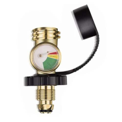 POL zu QCC Gasflaschenfülladapter mit Manometer, Messing, 3,3 cm 2
