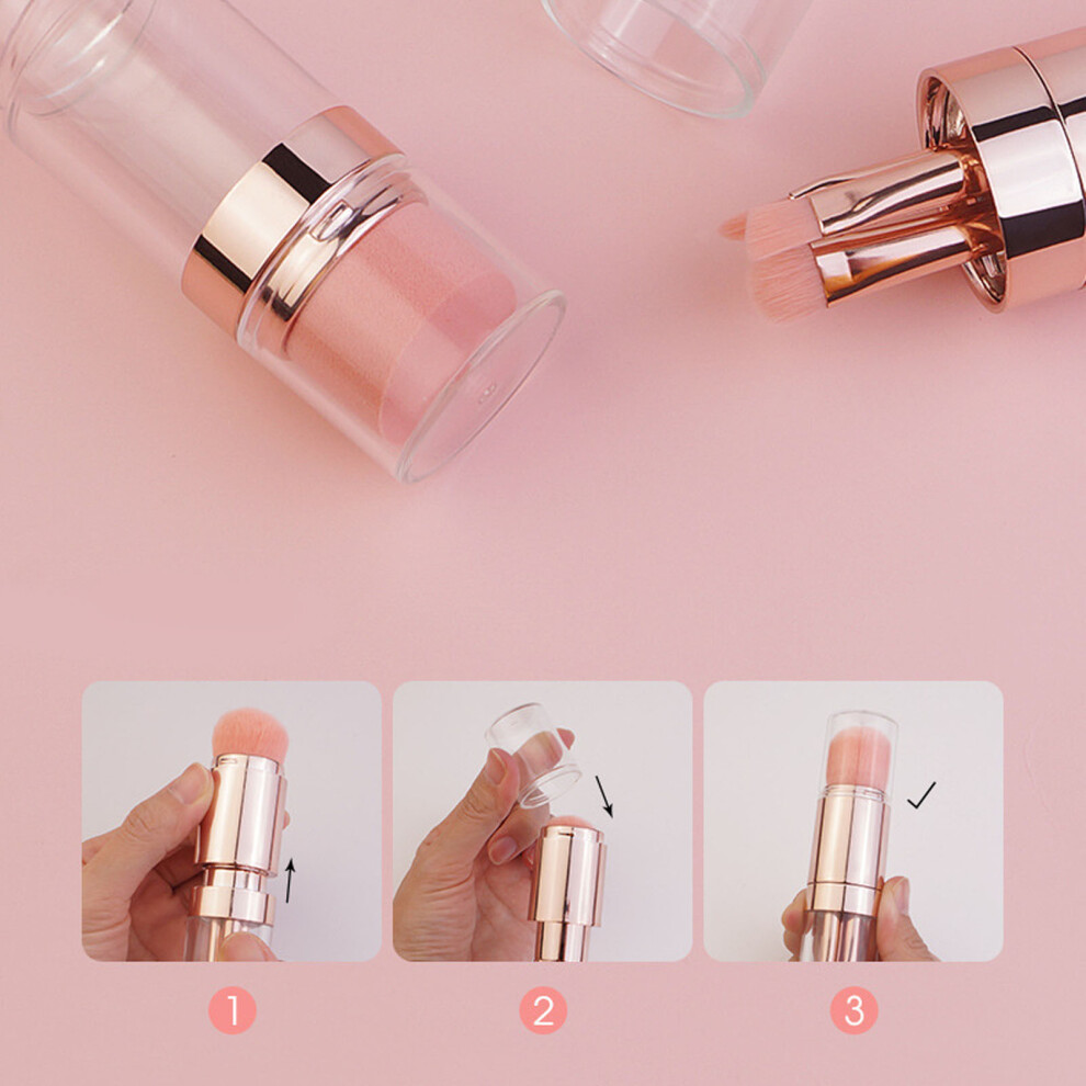 5-in-1 Rose Gold Makeup Brush Set, Portable Synthetic Fibers