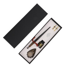 Penna calligrafica antica, set di penne d'oca con pennini sostituibili e portapenne, elegante dettaglio corona d'argento per un look vintage, regalo
