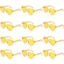 Herzförmige Sonnenbrille, randlose Sonnenbrille mit transparenten, bonbonfarbenen Rahmen, UV400-Augenschutz, leichtes Design für modische Anlässe,