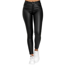 Pantalones vaqueros ajustados para mujer con acabado liso, pantalones cómodos con diseño de 5 bolsillos y tejido vaquero elástico, jegging de tiro